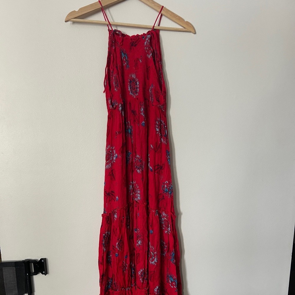 Free People Red Floral Dress